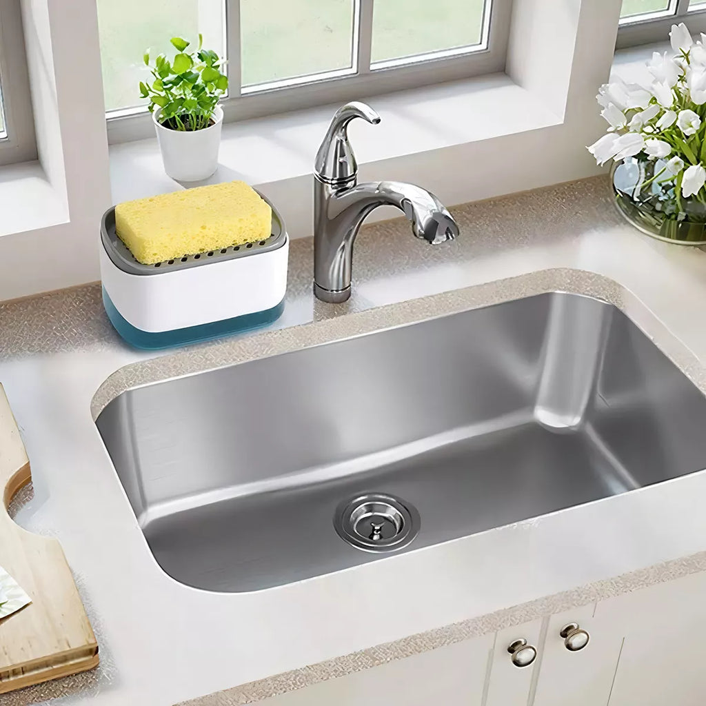 Suporte de esponja com dispensador de sabão