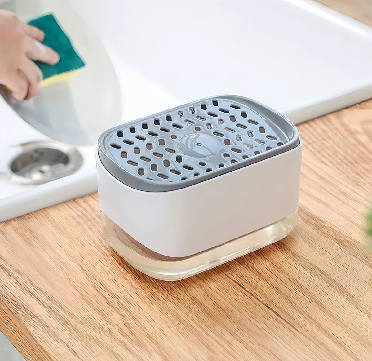 Suporte de esponja com dispensador de sabão