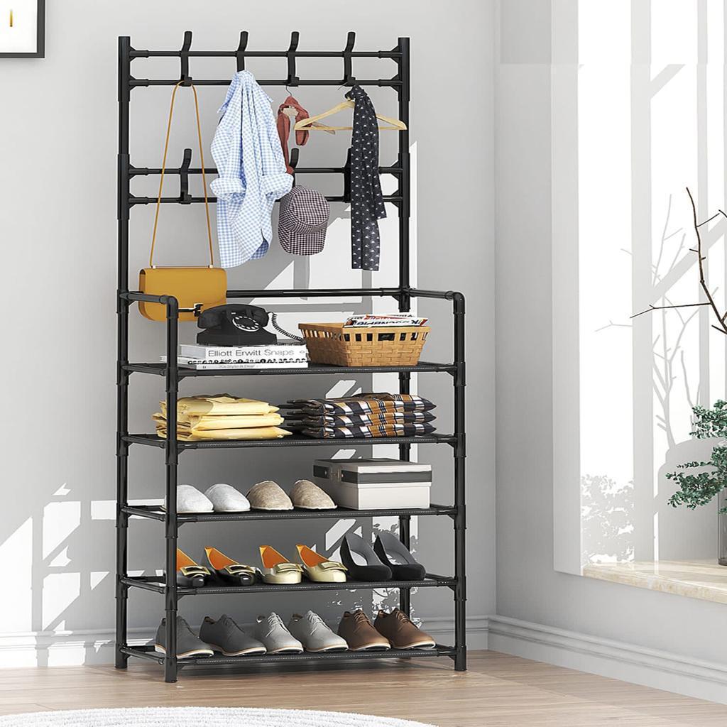 Cabideiro organizador de sapatos e casacos